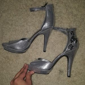 Shiny silver shoes
